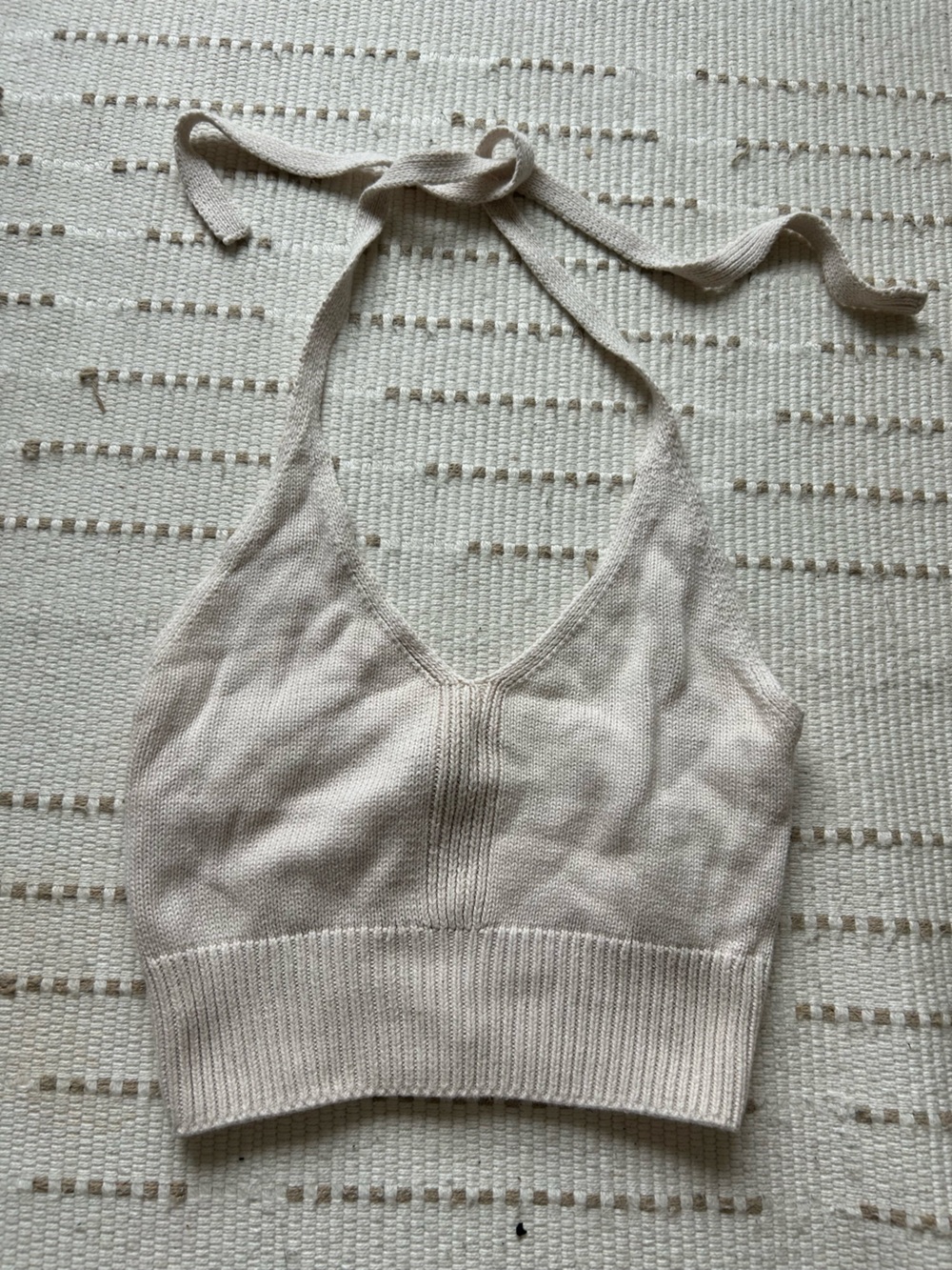 H&M Cream Knit V-Neck Halter Tank